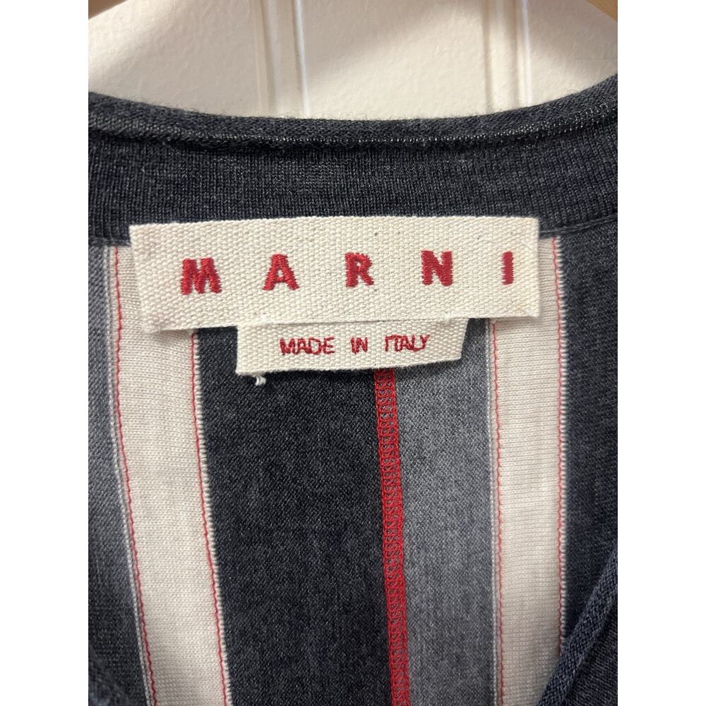 Marni Small Gray Striped Wool LS Cardigan Italy Size 40 Small - Picture 2 of 6